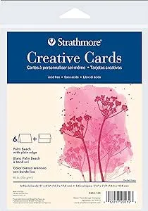 Strathmore Creative Cards Full Size Palm Beach White Deckle Edge Pkg of 6