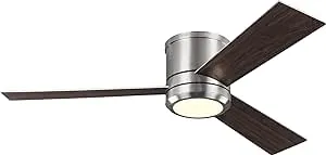 Monte Carlo 3CLMR56BSD-V1 Clarity Max 56" Outdoor Hugger Fan with LED Light and Wall Control, 3 Blades, Brushed Steel