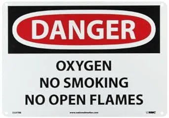 Danger Oxygen No Smoking No Open Flames Sign