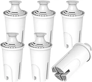 6 Pack Replacement Water Filters for Brita Pitcher and Dispensers - Compatible with OB03, Classic 35557, Mavea 107007