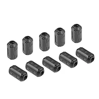 Uxcell Ferrite Cores Ring Clip-On RFI EMI Noise Suppression Filter Cable Clip 10pcs | Harfington, Black / 9mm / 10pcs