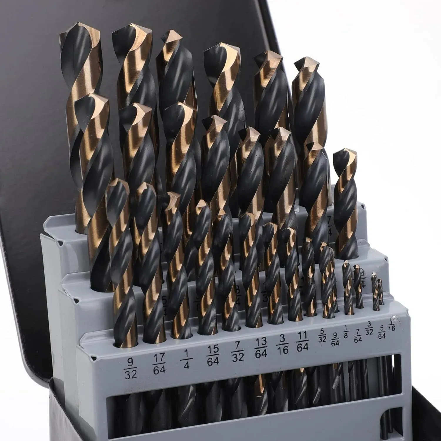 Drill Bit Set- 29Pcs High Speed Steel Twist Jobber Length for Hardened Metal, St