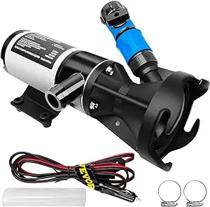 VEVOR RV Macerator Pump, 12V 12 GPM Self-priming RV Waste Pump w/RV Connector & Hose, 16 ft Lifting Height, 60s Dry Run Quick Release Black Tank for RV, Yacht, and Kitchen