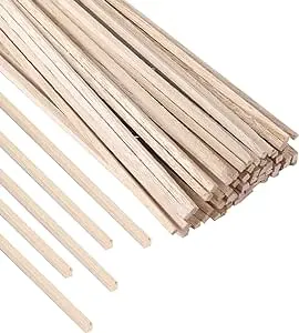 60pack 12\x9d X 1/8\x9d X 1/8\x9d Square Wood Dowel Rods Hardwood Square Sticks For Diy