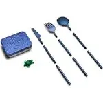 Outlery | Portable & Reusable Stainless Steel Travel Cutlery Set (Whale Blue) - Includes Travel Case for Easy Transport