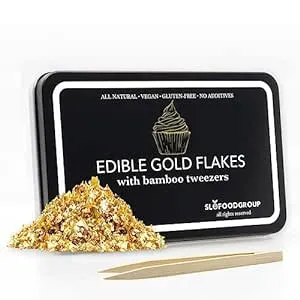 Slofoodgroup - Edible Gold Flakes - 200 MG - Gold Leaf Flakes for Garnishing and Decoration of Food, Drinks, Nails and More