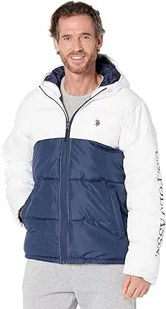 U.S. Polo Assn. Men's Colorblocked Puffer Jacket - White - 1 Each