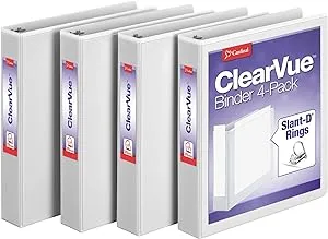 Cardinal 1.5 Inch 3 Ring Binder, D Ring, White, 4 Pack, Holds 375 Sheets (29400)