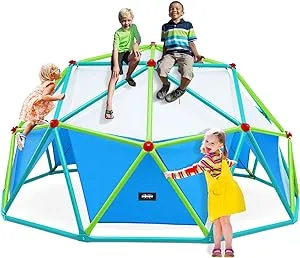 Zupapa New Upgraded Outdoor Geometric Dome Climber with Tent, 1000LBS Weight Capability, 3D Assembly Video, Suitable for 1-6 Kids Climbing Frame (Cayn+Green, 10FT)