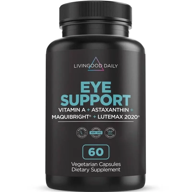 Livingood Daily Eye Support Eye Vitamins Lutein & Zeaxanthin with Ginkgo, Pine Bark, Astaxanthin, Vitamins A, C, and E