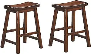 Homelegance Saddleback 24-Inch Height Barstool, Cherry, Set of 2