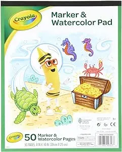 Crayola Marker & Watercolor Pad, 50 Blank Coloring Pages, Painting Paper, Art Supplies for Kids, Gifts