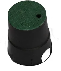 Dura Plastic Products 10" Round Valve Box Black Box-Green Lid - Replaces Carson 910 - Engraved: Irrigation Control Valve