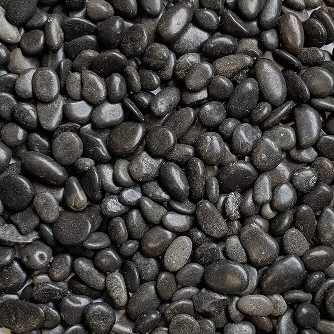 Natural Decorative Polished Black Pebbles 3/8" Gravel Size (10-lb Bag)