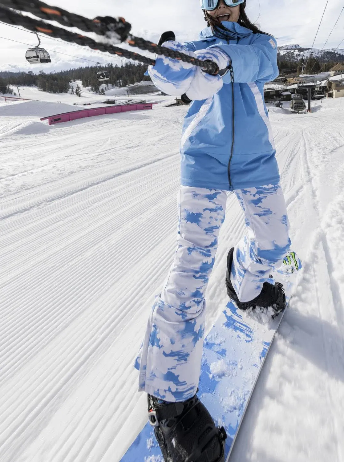 Roxy Women's Chloe Kim Snow Pants, Azure Blue Clouds / M