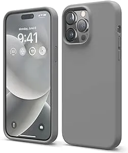 elago Liquid Silicone Case Compatible with iPhone 14 Pro Max Case (6.7"), Premium Silicone, Full Body Protection - 4 Layer Shockproof Phone Cover, Anti-Scratch Soft Microfiber Lining (Dark Grey)