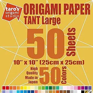 TANT Large size 9.5 inch (24cm) Japanese Origami Paper, 50 Double Sided Sheets