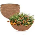 GreatBuddy 4 Pcs Coconut Hanging Basket Liners 14 h, dy Round Coco Liners for 