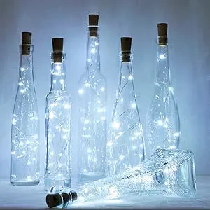 Wine Bottle Lights with Cork 12 Pack Battery Operated 12 LED Cork Shape Silve...