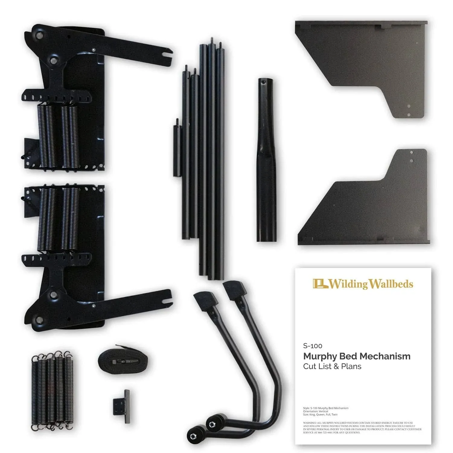 Wilding Wallbeds Murphy Bed Mechanism Spring Lift Kit (Universal Size Fits King, Queen, Full, & Twin) Heavy Duty Vertical Wall Mount, DIY Wallbed