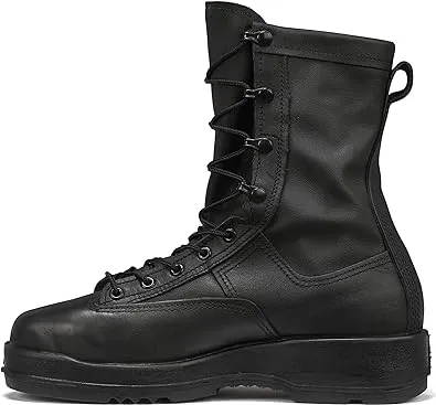 Belleville 800 ST 8” Waterproof Steel Toe Flight and Flight Deck Combat Boots for Men - US Navy Black Leather with Gore-Tex Lining and Vibram Outsole; Berry Compliant