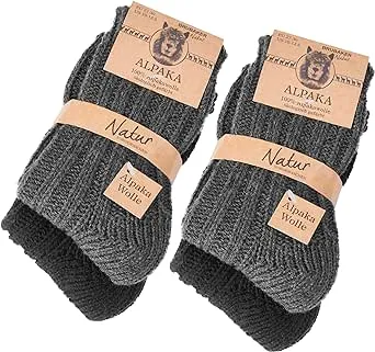 BRUBAKER 4 Pairs of Alpaca Kids Socks 100% Alpaca Wool - Children Baby Winter Socks - Wool Socks for Boys and Girls