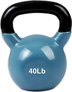 JFIT Kettlebell Weights Vinyl Coated Iron - 12 Size Options, 5lbs-50lbs - Coated for Floor and Equipment Protection, Noise Reduction, Ballistic, Core, Weight Training