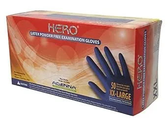 Adenna Hero 14 mil Latex Powder Free Exam Gloves, Box of 50