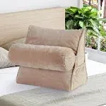 Cheer Collection Reading Wedge Pillow for Couch & Bed with Adjustable Neck Pillow - Machine Washable, Taupe