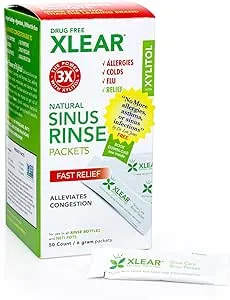 Xlear Natural Saline Sinus Rinse Packets, Fast Relief, 50 Count, 6 g Each 6/24