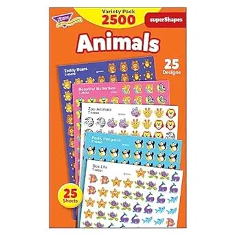 TREND ENTERPRISES, INC. Animals superShapes Stickers Variety Pack, 2500 ct