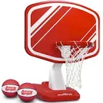 GoSports Splash Hoop Swimming Pool Basketball Game, Includes Poolside Water Basketball Hoop, 2 Balls and Pump – Red