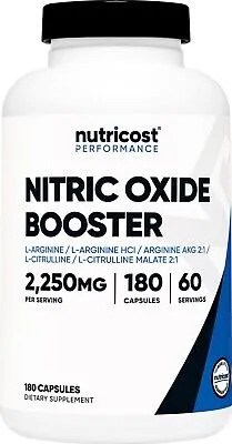 Nutricost Nitric Oxide Booster 750mg, 180 Capsules - 2250mg Per Serving - Gluten Free and Non-GMO