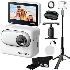 Insta360 GO 3 128GB – Waterproof Tiny Mighty Action Camera with 2.7K 2720 Video & 2936x1088 Photo, FlowState Stabilization, AI Editing, Action Pod Touchscreen|Bundle Includes 2 in 1 Selfie Stick