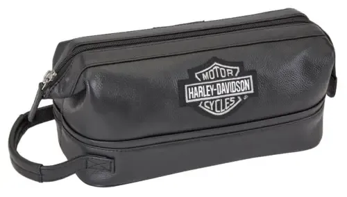 Harley-Davidso<wbr/>n Men&#039;s Black Leather Toiletry Kit Bag 99609