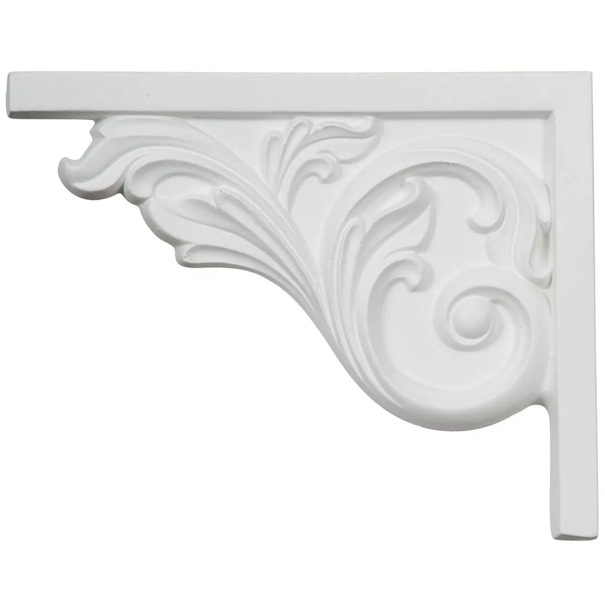 Ekena Millwork SB08X05BR-L Bremen Acanthus, Left Stair Brackets, 8 3/4"W x 7 5/8"H x 5/8"D, Primed