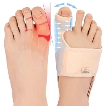 Bunion Corrector for Women 2pc, Non-Slip Bunion Toe Separator, Hallux Valgus Relief for Day/Night Support (Beige)