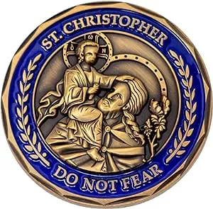 St. Christopher Do Not Fear, Gold Plated Challenge Coin, Isaiah 41:10