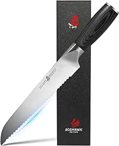 TUO 8 inch Serrated Bread Knife, Professional Bread Slicing Knife Cake Knife,...