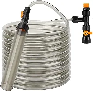 hygger Bucket-Free Aquarium Water Change Kit Fish Tank Auto Siphon Pump Gravel Cleaner Tube with Long Hose Water Changer Maintenance Tool 49-ft