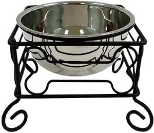 YML Wrought Iron Stand with Single Stainless Steel Feeder Bowl