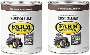 Rust-Oleum 280151-2PK Farm & Implement Enamel Primer Quart, Red Oxide Metal Primer, 32 Fl Oz (Pack of 2)