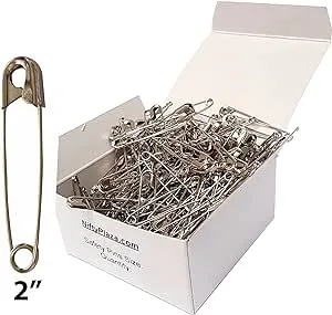 NiftyPlaza Extra Large 2 inch Safety Pins - Heavy Duty Large Safety Pins, Silver Safety Pins, Safety Pin 2 inch, 2 inch Safety pins Bulk, Diapers, Laundry, Hijab Rust Resistant (100 Safety Pins)