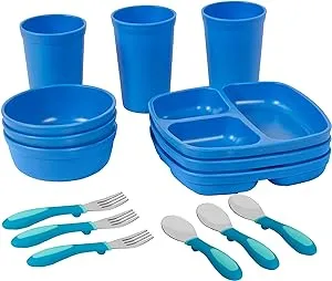 ECR4Kids My First Meal Pal Combo Set, Children's Tableware, Blue, 15-Piece