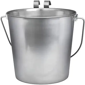 Indipets Heavy Duty Flat Sided Stainless Steel Pail