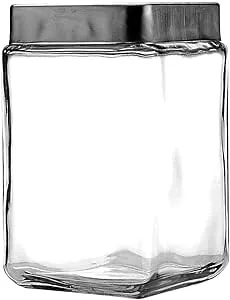 Anchor Hocking 1.5-Quart Stackable Jars with Brushed Aluminum Lid, Set of 6