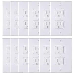 AUSTOR 12 Pack Baby Safety Electric Outlet Covers Baby Safety Self Closing Wall Socket Plugs Plate Alternate for Child Proofing