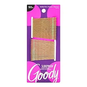 Goody SlideProof Bobby Pins - 50 Ct, Metallic Blonde, High Gloss Bobby Hair Pins for Styling, Lock In Style, Comfortable, Pain-Free Hair Accessories for Women & Men, All Hair Types