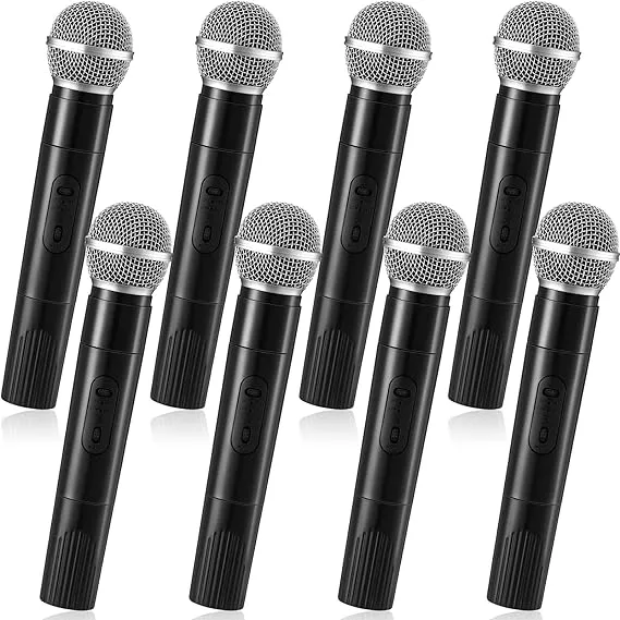 Zubebe 8 Pack Fake Microphone Prop Bulk Halloween Plastic Pretend Microphone Simulate Speech Practice Plastic Microphone Stage Mic Prop for Halloween Props Costume Karaoke Music Party