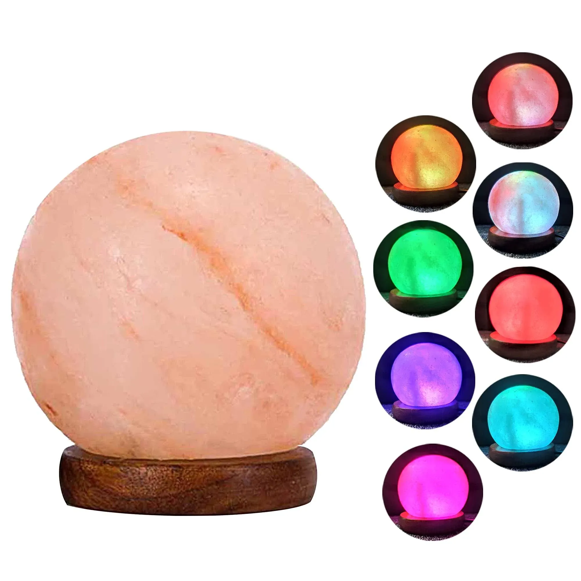 USB Himalayan Salt Lamp with 8 Colors Changing,Lovel<wbr/>y Round Crystal Salt Rock 